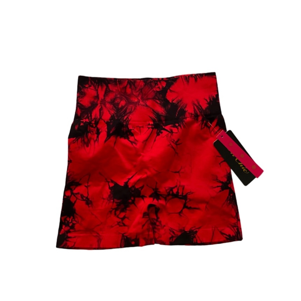 Tie Dye Red & Black Biker Shorts